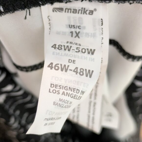 MARIKA Black and White Printed Abstract Cropped Leggings - Size 1X - Picture 5 of 6